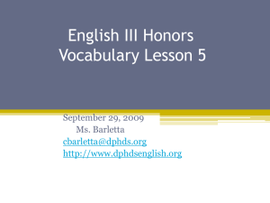 English III Honors Vocabulary Lesson 5 - English Grades 9-12