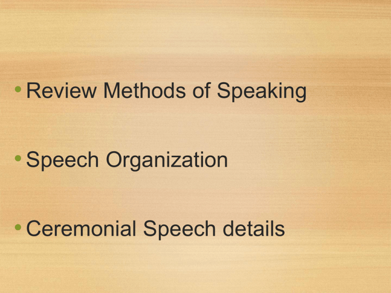 Speech Delivery And Org Patterns