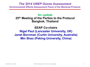 The 2014 UNEP Ozone Assessment (EEAP)