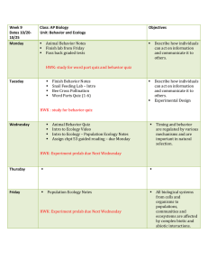 Week 9 Dates 10/20-10/25 Class: AP Biology Unit: Behavior and