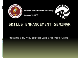 Skills Enhancement Seminar Eastern Visayas State University