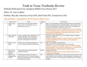 Publisher/Publication/Year: Houghton Mifflin/Texas History/2015