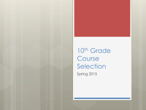 10th Grade Course Selection