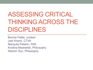 Assessing Critical Thinking Across the Disciplines ()