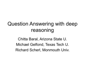 Question Answering with deep reasoning