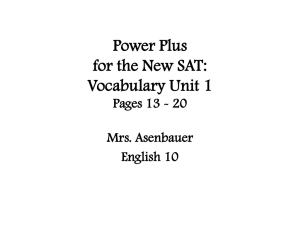 Power Plus for the New SAT: Vocabulary Unit 8 Pages 13
