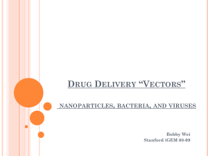 Drug Delivery *Vectors* nanoparticles, bacteria, and viruses