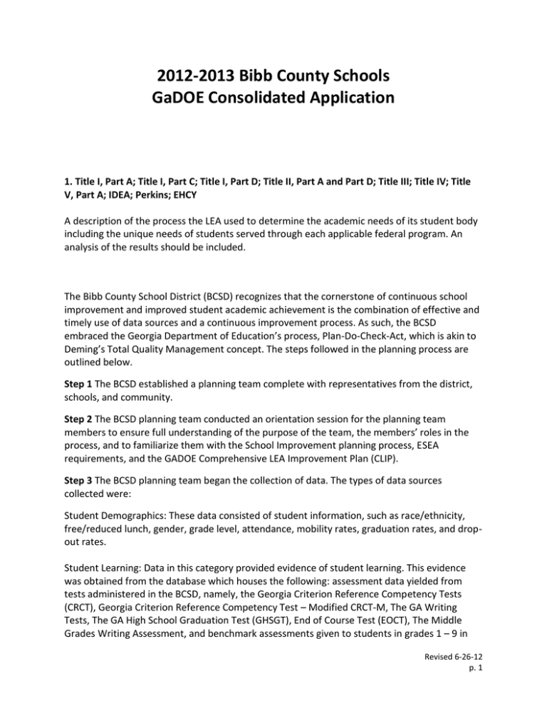 GaDOE Consolidated Application
