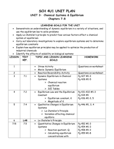 UNIT 3: Chemical Systems & Equilibrium