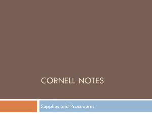 Cornell Notes for supplies and procedures 8