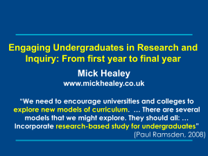 Engaging undergraduates in research and inquiry: From first year to