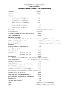 Trinity Rural Water Supply Corporation Rates/Fee Schedule From