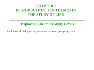 1. Each level of biological organization has emergent properties