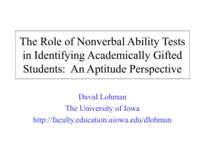 Problems in using nonverbal ability tests to identify gifted students.