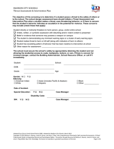 MCS Threat Assessment and Intervention Plan