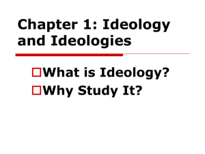 Chapter 1: Ideology and Ideologies What is