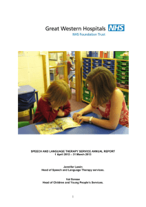 Speech and Language Therapy Annual Report 2013