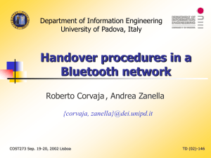 Handover procedures in a Bluetooth network