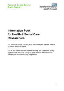 Information Pack for Health and Social Care Researchers