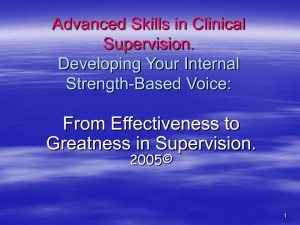 Advanced Skills in Clinical Supervision: Developing Your Internal