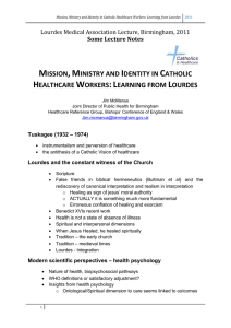 Mission, Ministry and Identity in Catholic Healthcare Workers