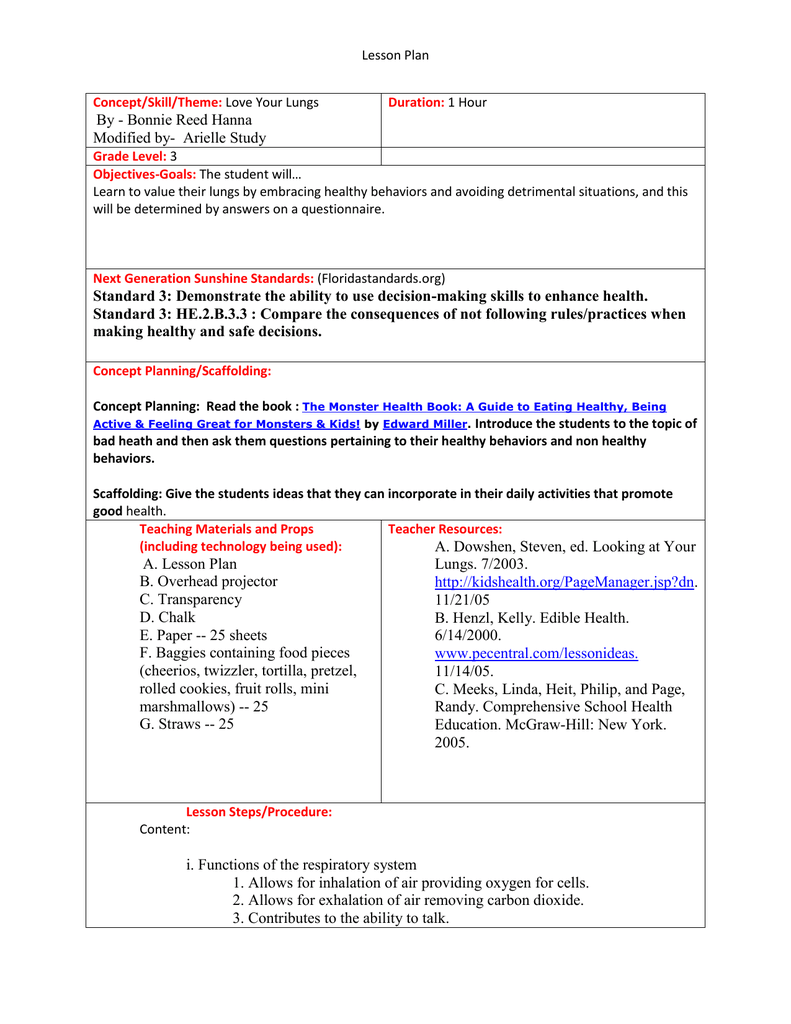 Safety Lesson Plans For Elementary