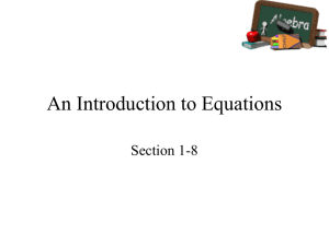 An Introduction to Equations - Peacock
