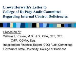 Crowe Horwath's Letter to College of DuPage Audit Committee