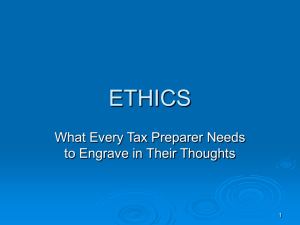 Ethics What Every Tax Preparer Needs to Engrave in Their Thoughts