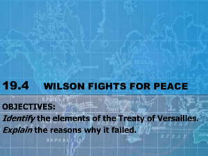 TREATY OF VERSAILLES AND REPARATIONS Fourteen Points
