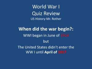 World War I Quiz Review