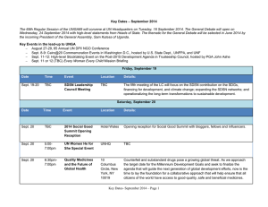 Key Dates – September 2014 The 69th Regular Session of the