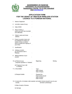 application form for the grant of amateur wireless station licence to a