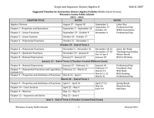 Algebra 2 Honors grade 8