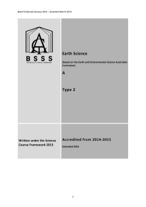 Earth Science A - ACT Board of Senior Secondary Studies
