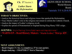 CH 17 Sec 3 ppt, The Protestant Reformation / Counter