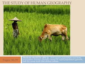 The Study of Human Geography Textbook pages: 81-90