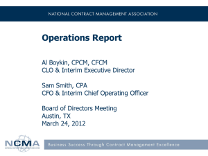 Operations Report - National Contract Management Association