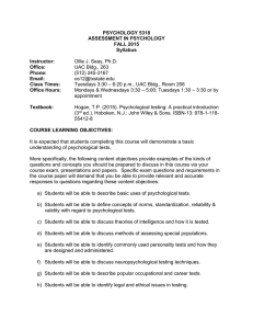 Page of 5 PSYCHOLOGY 5318 ASSESSMENT IN PSYCHOLOGY