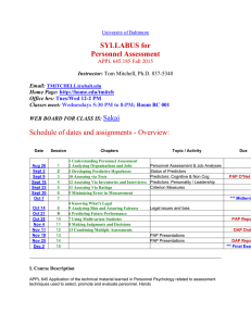 SYLLABUS for Personnel Assessment