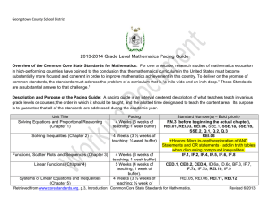 Algebra I CCSS Pacing Guide & Units Sample