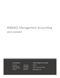 Subject: Management Accounting - Ali Yusuf