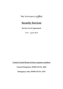 Security Services Service Level Agreement