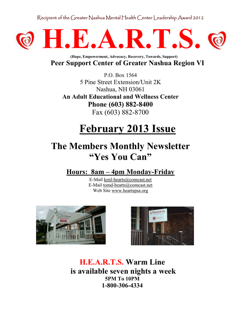 Hearts Newsletter For February 2013