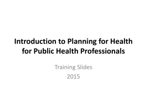 Planning training slides for Public Health