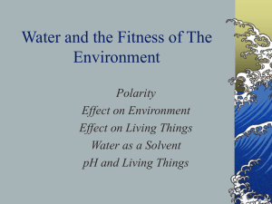 Water and the Fitness of The Environment