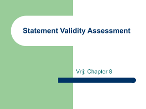 Statement Validity Assessment - Northwestern University: Psychology