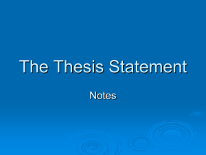 The Thesis Statement - CP World Literature 2011-2012