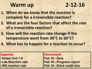 Notes Unit 7-4 -Lab Reaction rate