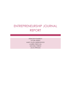 Entrepreneurship Journal Report